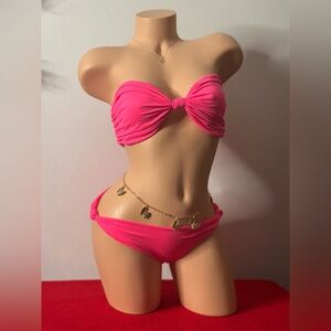 Hot Pink Tube Top Bikini Set